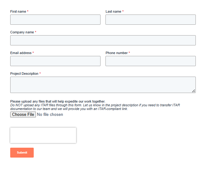 Basic "Request for Quote" form built in HubSpot