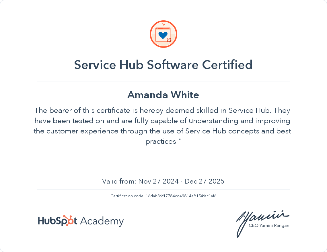 Sales Certification facilitated by HubSpot